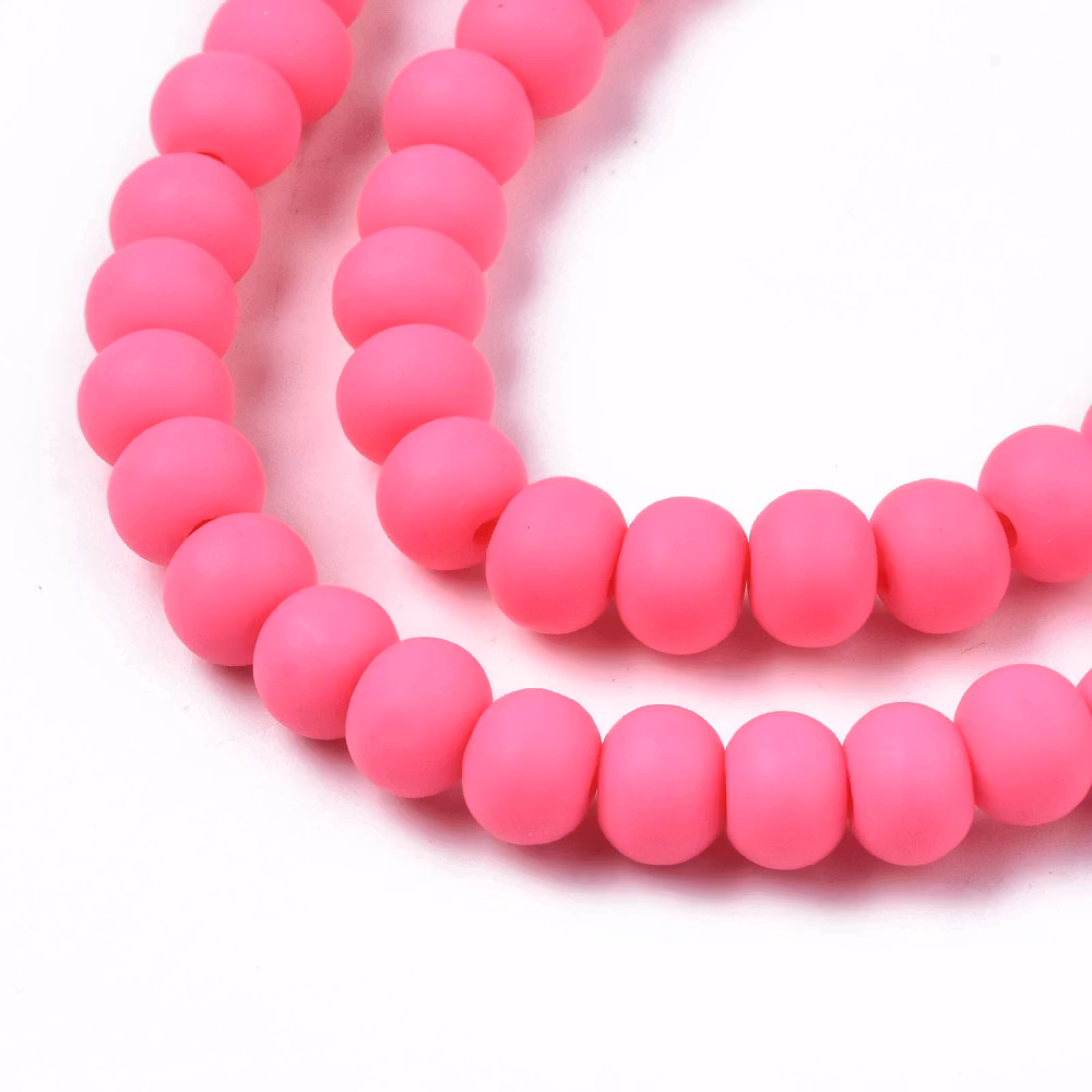 Polymerlerpärlor, Rund, Hot Pink, Ca: 69 st