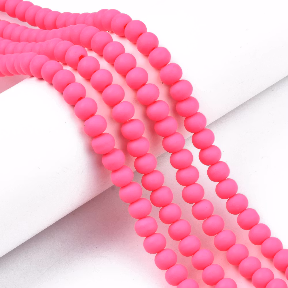 Polymerlerpärlor, Rund, Hot Pink, Ca: 69 st