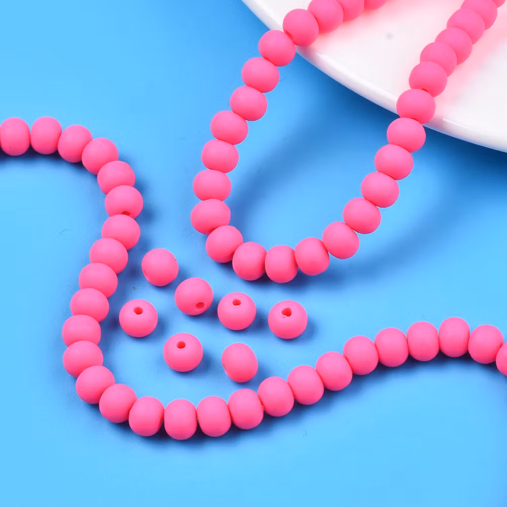 Polymerlerpärlor, Rund, Hot Pink, Ca: 69 st