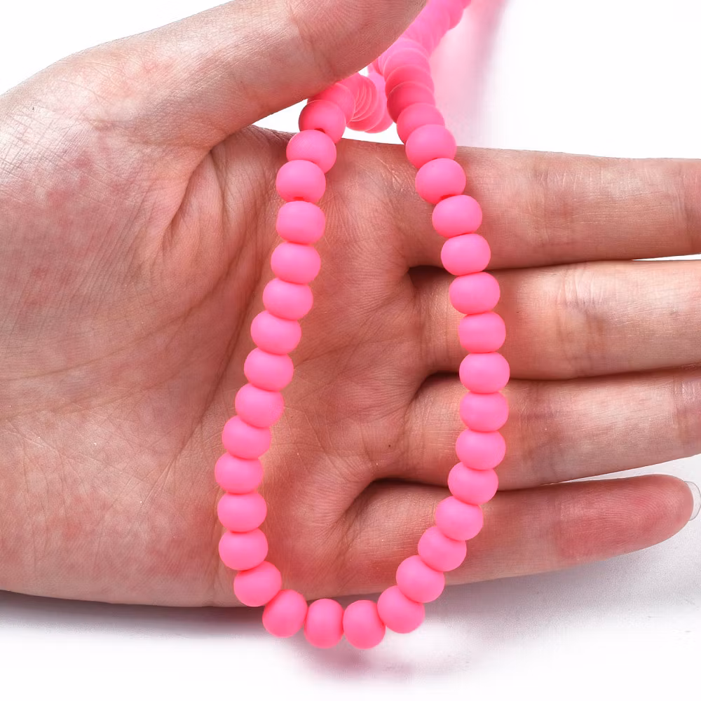 Polymerlerpärlor, Rund, Hot Pink, Ca: 69 st