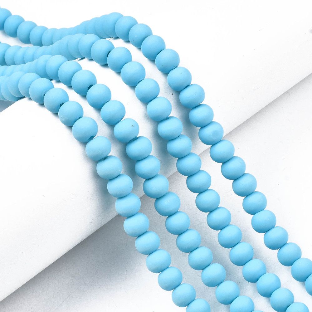 Polymerlerpärlor, Rund, Light Sky Blue, Ca: 69 st