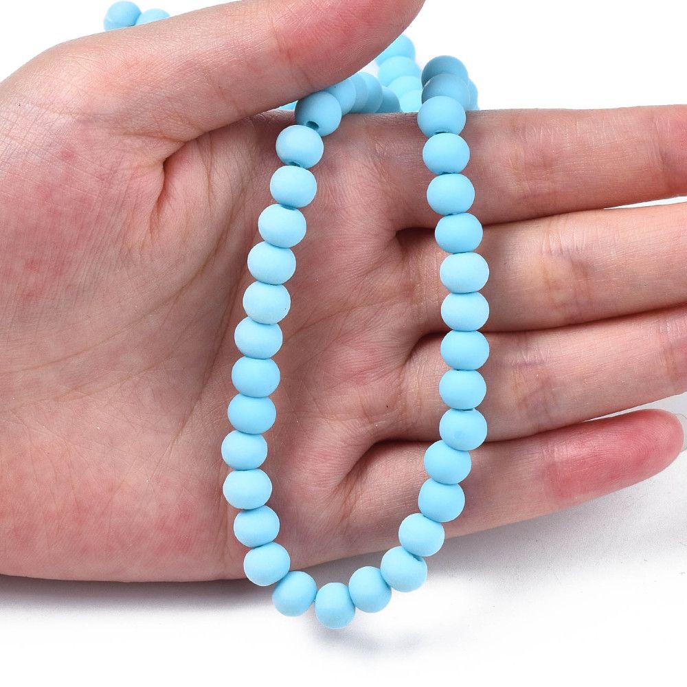 Polymerlerpärlor, Rund, Light Sky Blue, Ca: 69 st