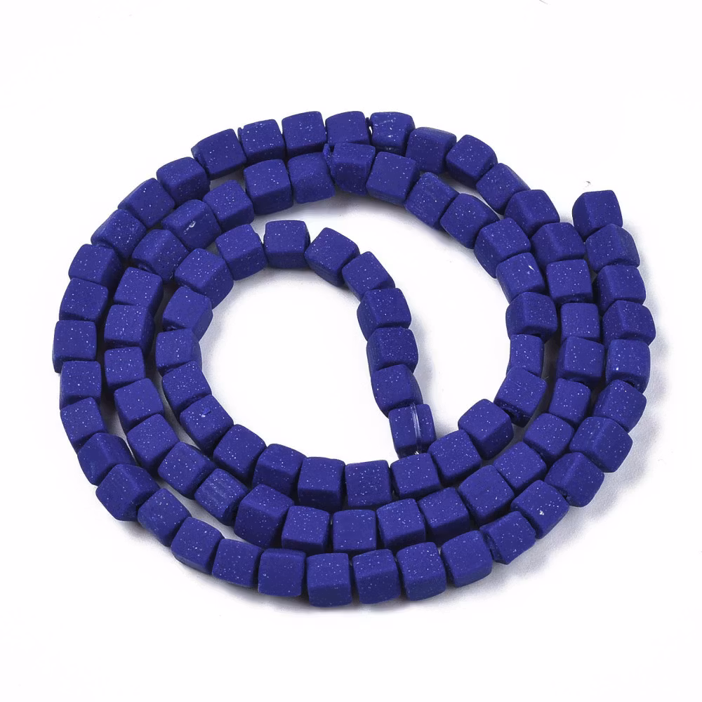 Polymerlerpärlor, Kuber, Dark Blue, 89~91 st