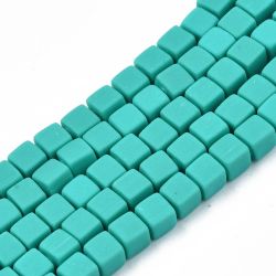 Polymerlerpärlor, Kuber, Dark Turquoise, 89~91 st