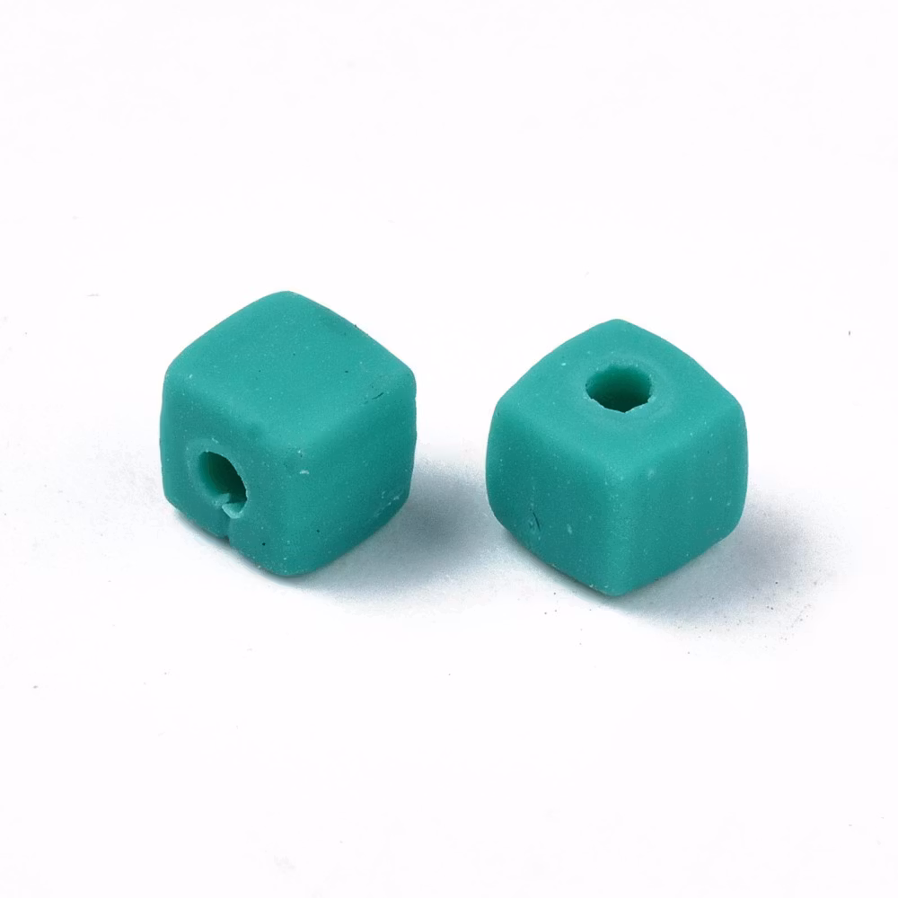 Polymerlerpärlor, Kuber, Light Sea Green, 89~91 st