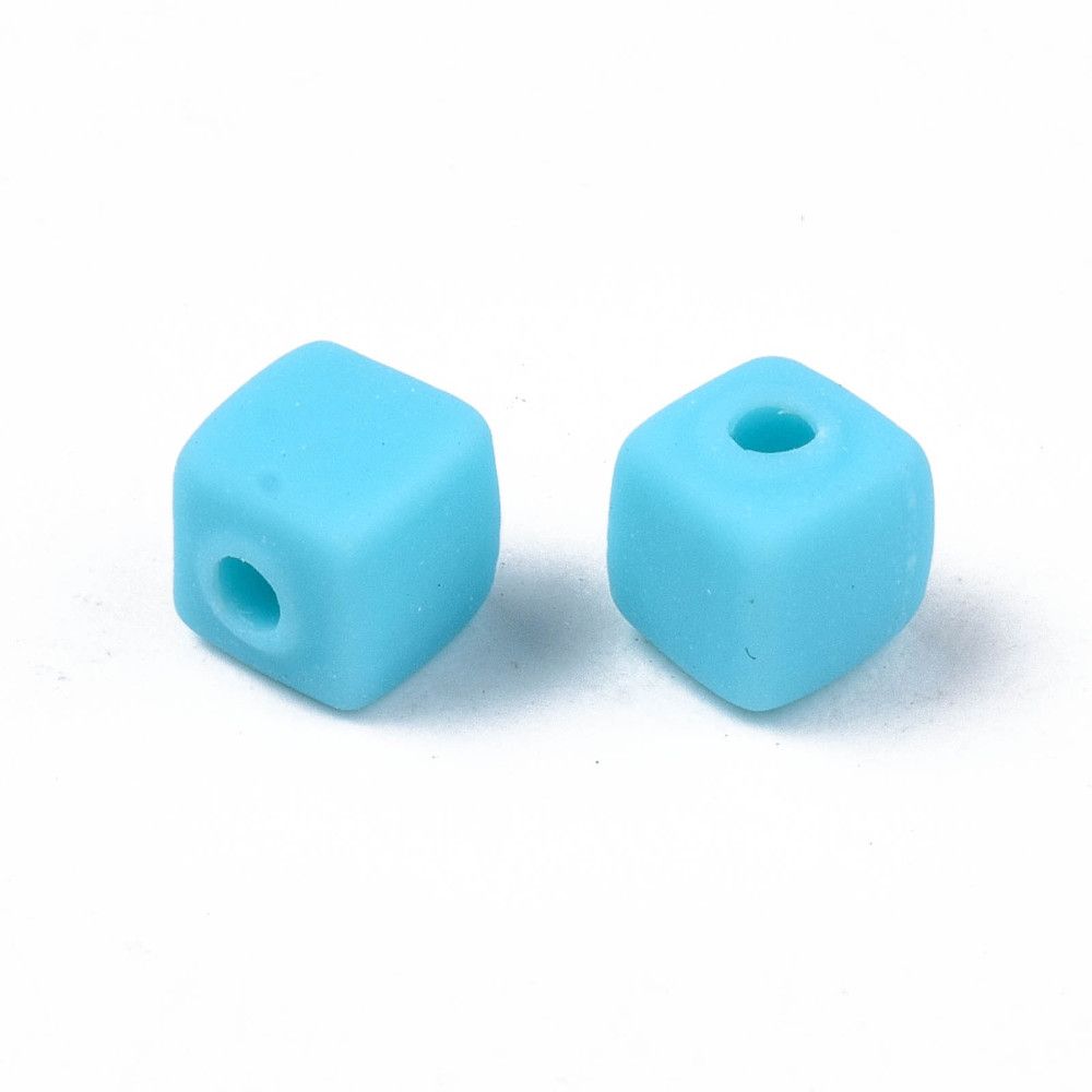 Polymerlerpärlor, Kuber, Light Sky Blue, 89~91 st