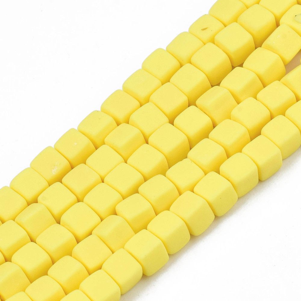 Polymerlerpärlor, Kuber, Yellow, 89~91 st