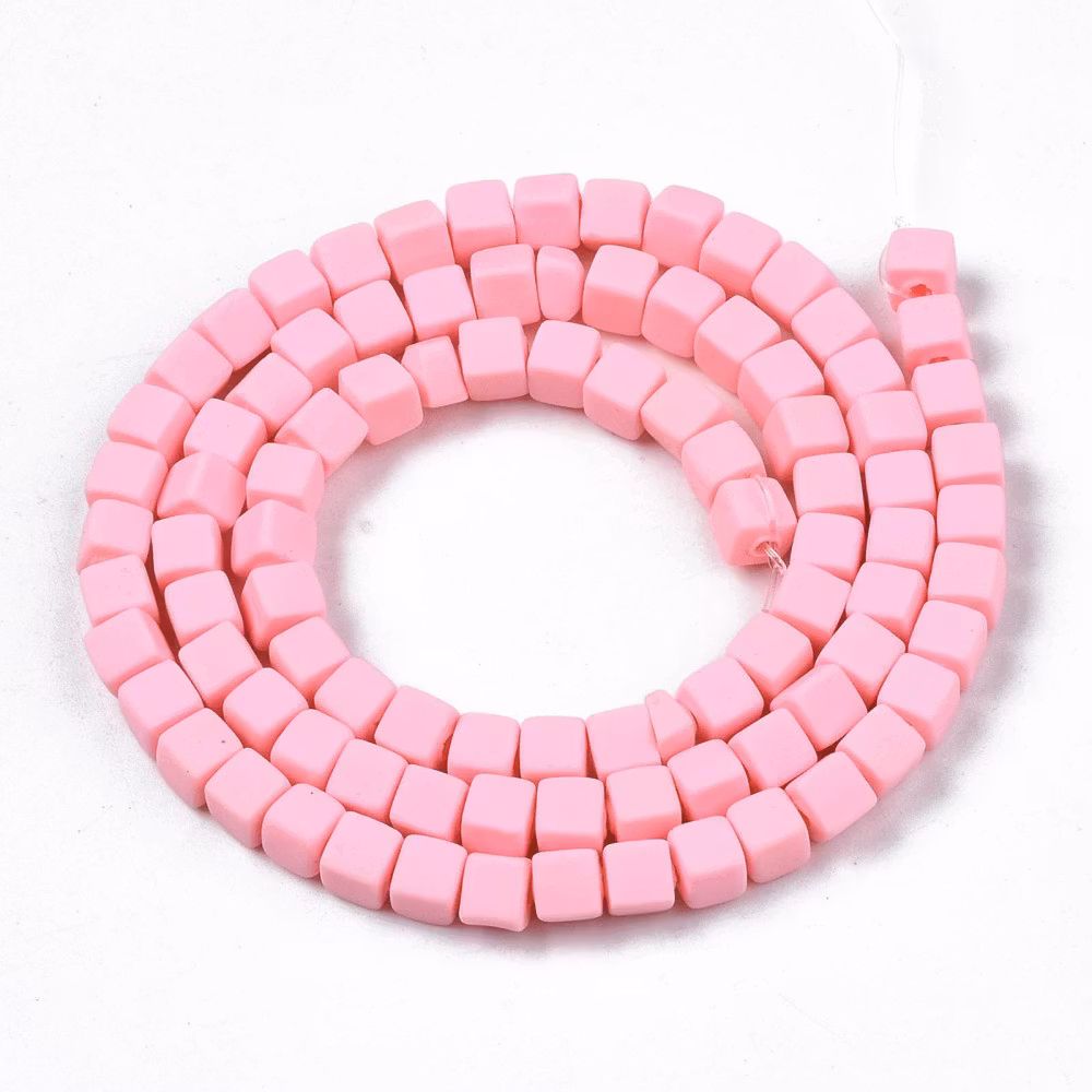 Polymerlerpärlor, Kuber, Pink, 89~91 st