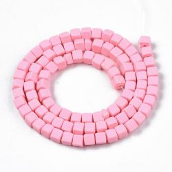 Polymerlerpärlor, Kuber, Pink, 89~91 st