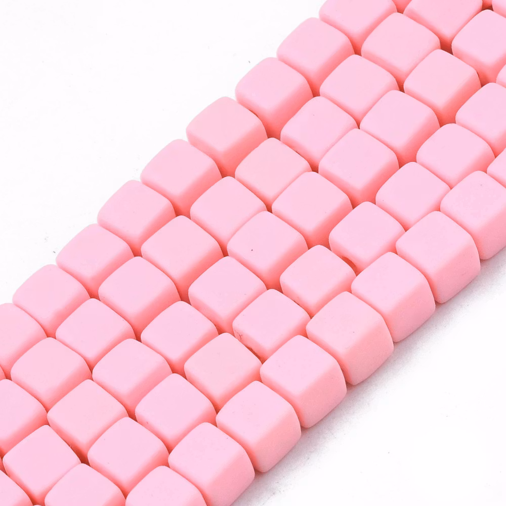 Polymerlerpärlor, Kuber, Pink, 89~91 st