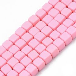 Polymerlerpärlor, Kuber, Pink, 89~91 st