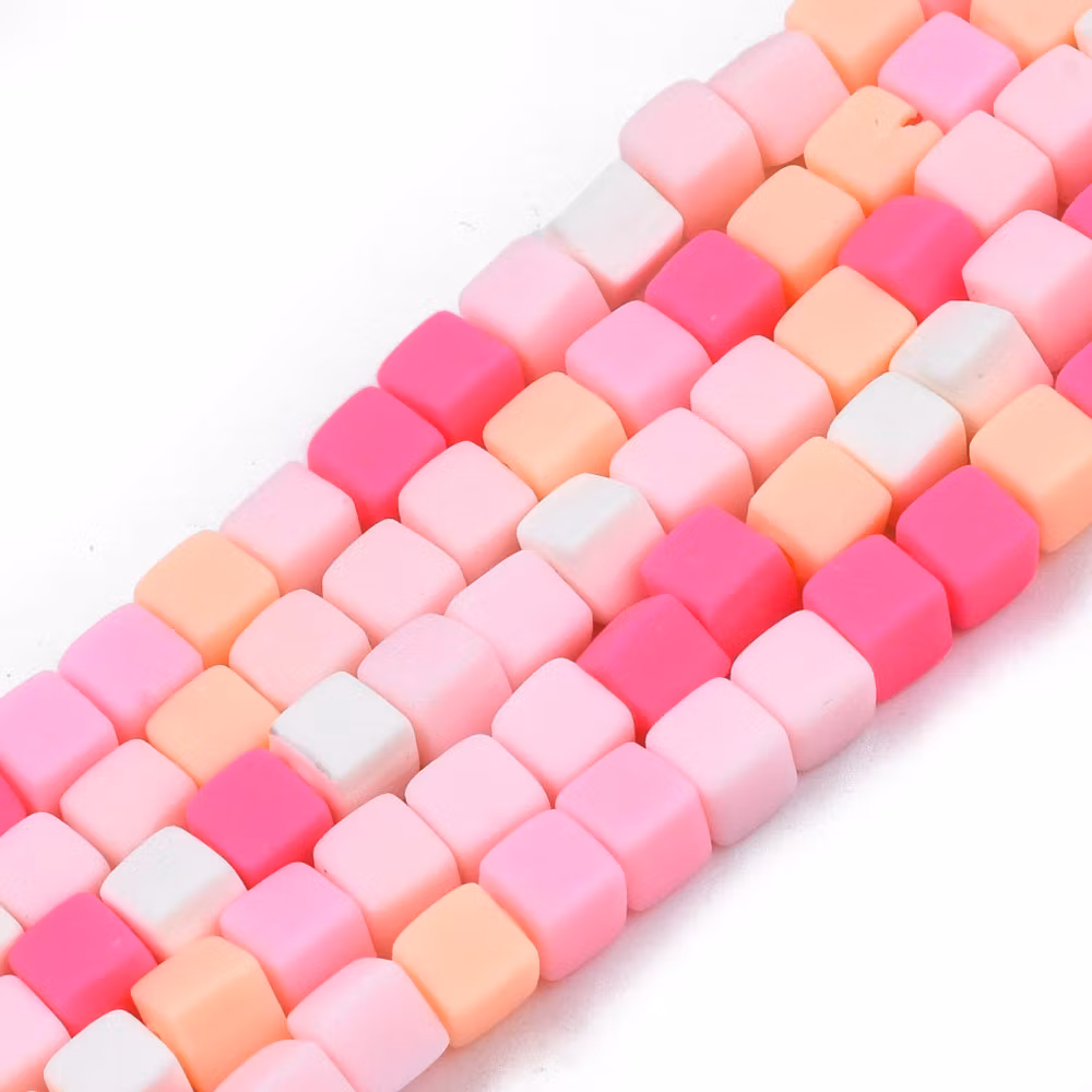 Polymerlerpärlor, Kuber, Hot Pink, 89~91 st