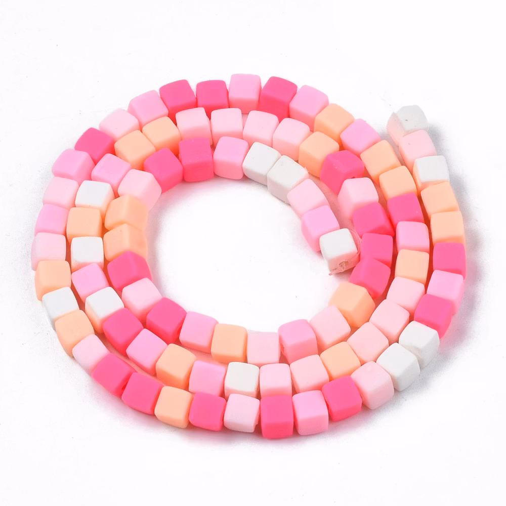 Polymerlerpärlor, Kuber, Hot Pink, 89~91 st