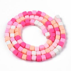 Polymerlerpärlor, Kuber, Hot Pink, 89~91 st