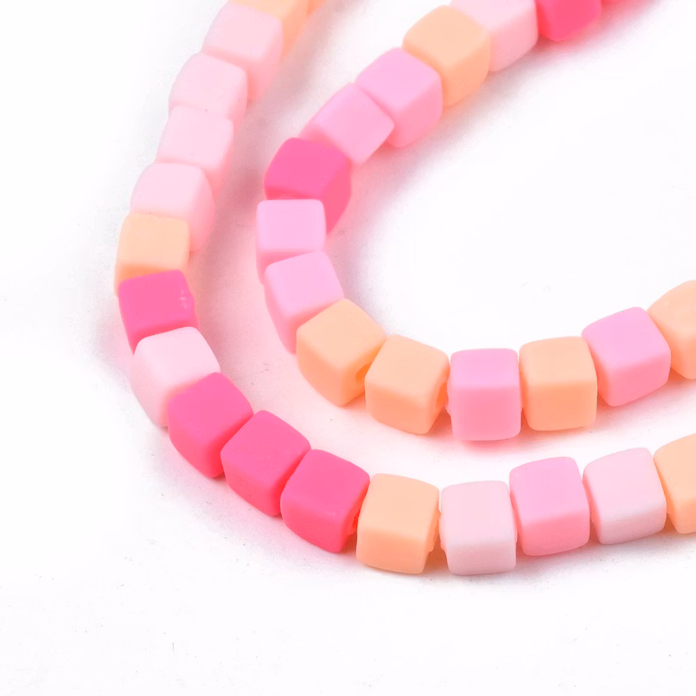 Polymerlerpärlor, Kuber, Hot Pink, 89~91 st