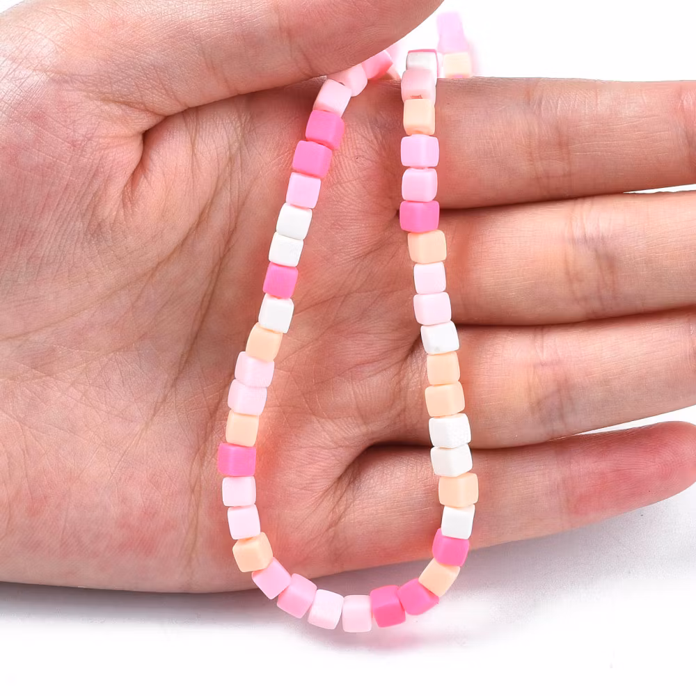 Polymerlerpärlor, Kuber, Hot Pink, 89~91 st