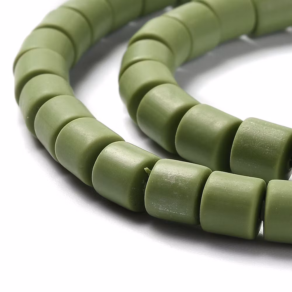 Polymerlerpärlor, Rör, Olive Drab, 61 st