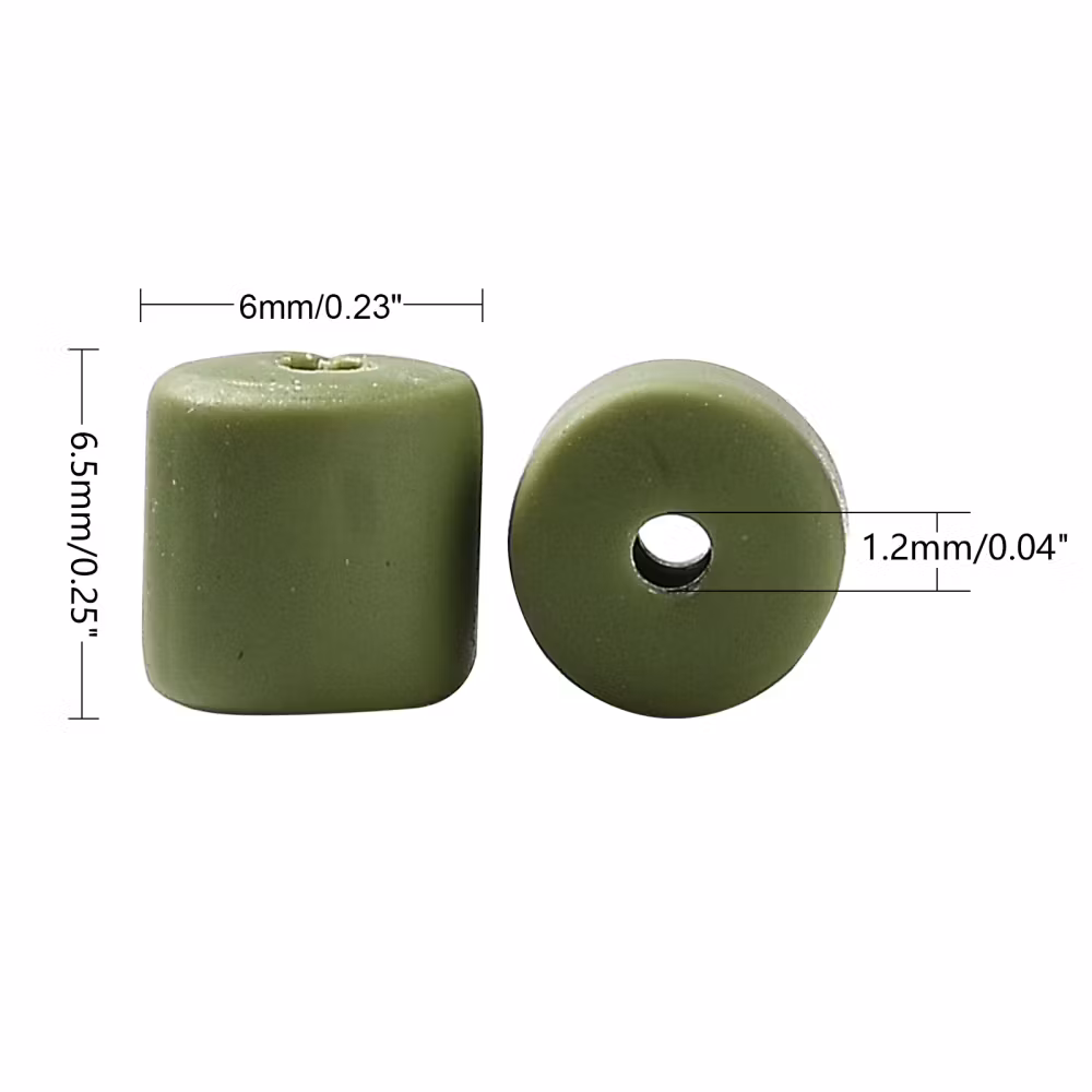 Polymerlerpärlor, Rör, Olive Drab, 61 st
