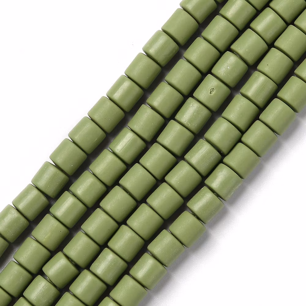 Polymerlerpärlor, Rör, Olive Drab, 61 st