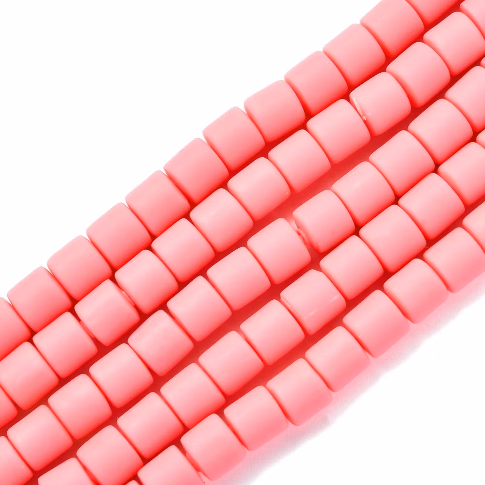 Polymerlerpärlor, Rör, Fuchsia, 61 st