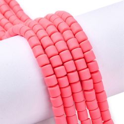 Polymerlerpärlor, Rör, Fuchsia, 61 st