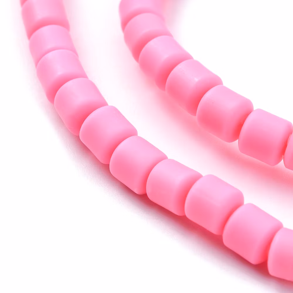 Polymerlerpärlor, Rör, Hot Pink, 61 st