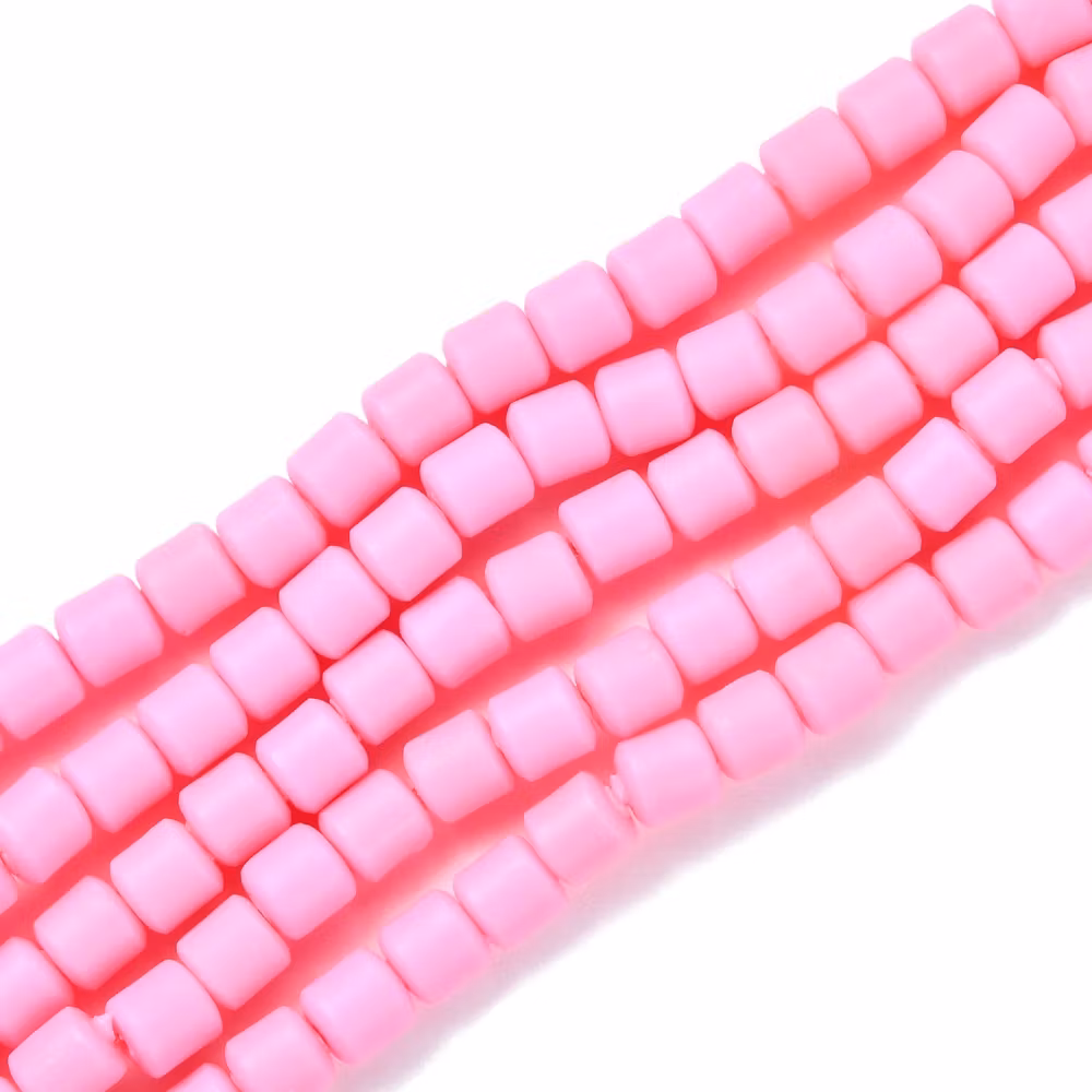 Polymerlerpärlor, Rör, Hot Pink, 61 st