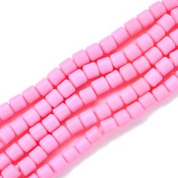 Polymerlerpärlor, Rör, Hot Pink, 61 st