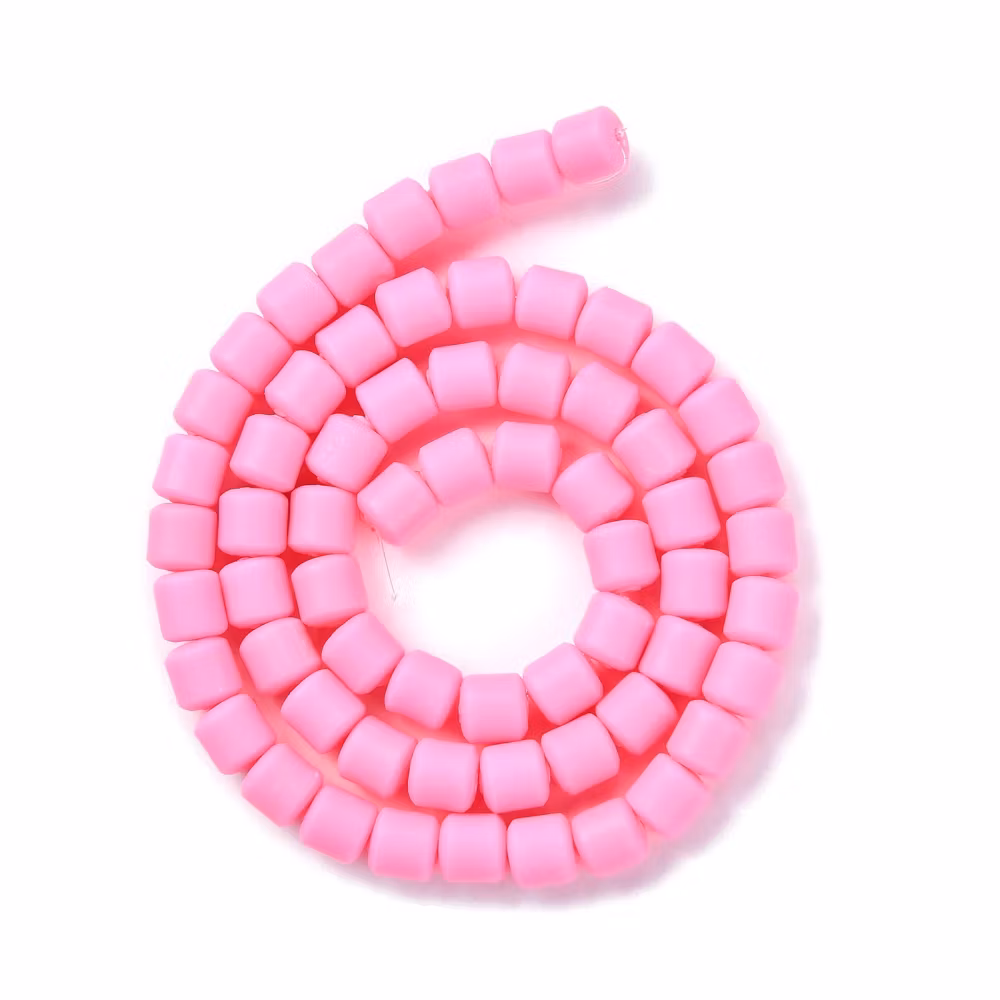 Polymerlerpärlor, Rör, Hot Pink, 61 st