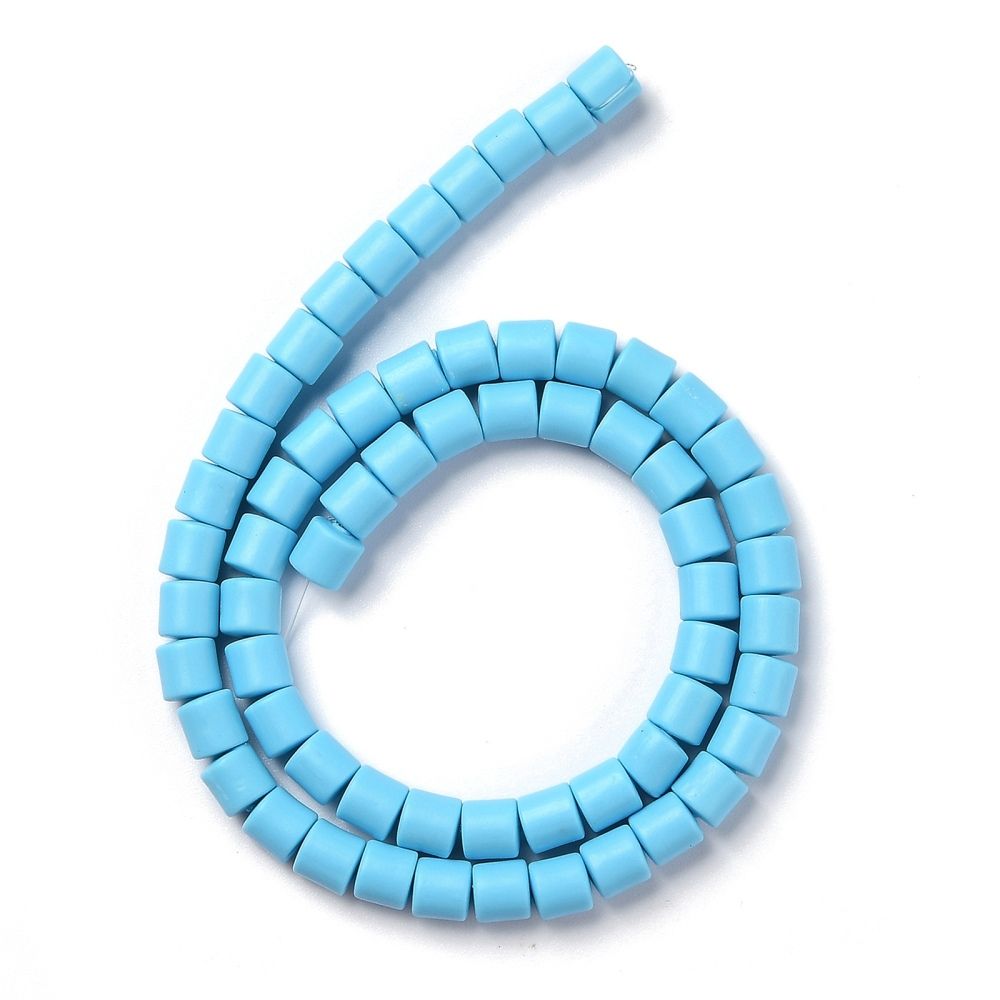 Polymerlerpärlor, Rör, Deep Sky Blue, 61 st