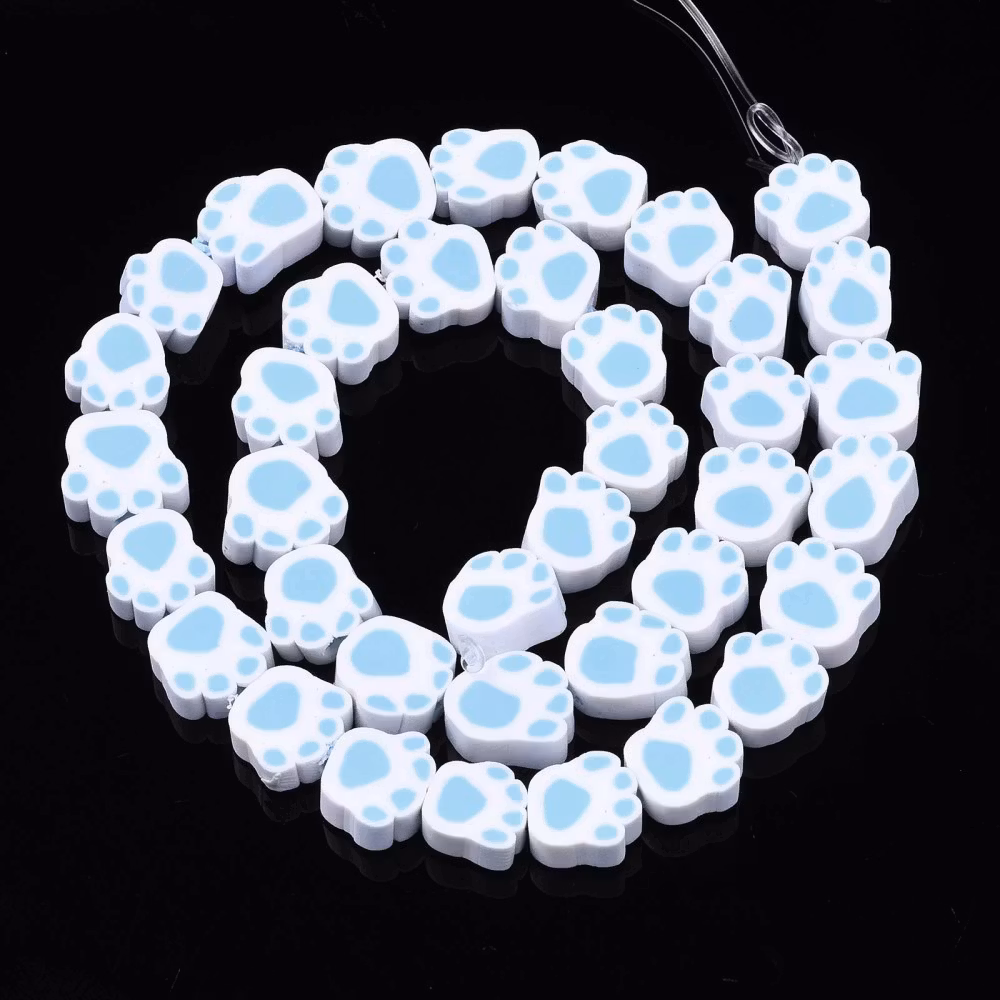 Polymerlerpärlor, Hundtass, Light Sky Blue, 39 st