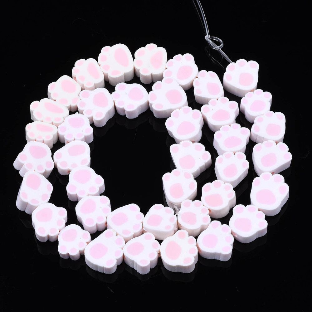 Polymerlerpärlor, Hundtass, Pink, 39 st