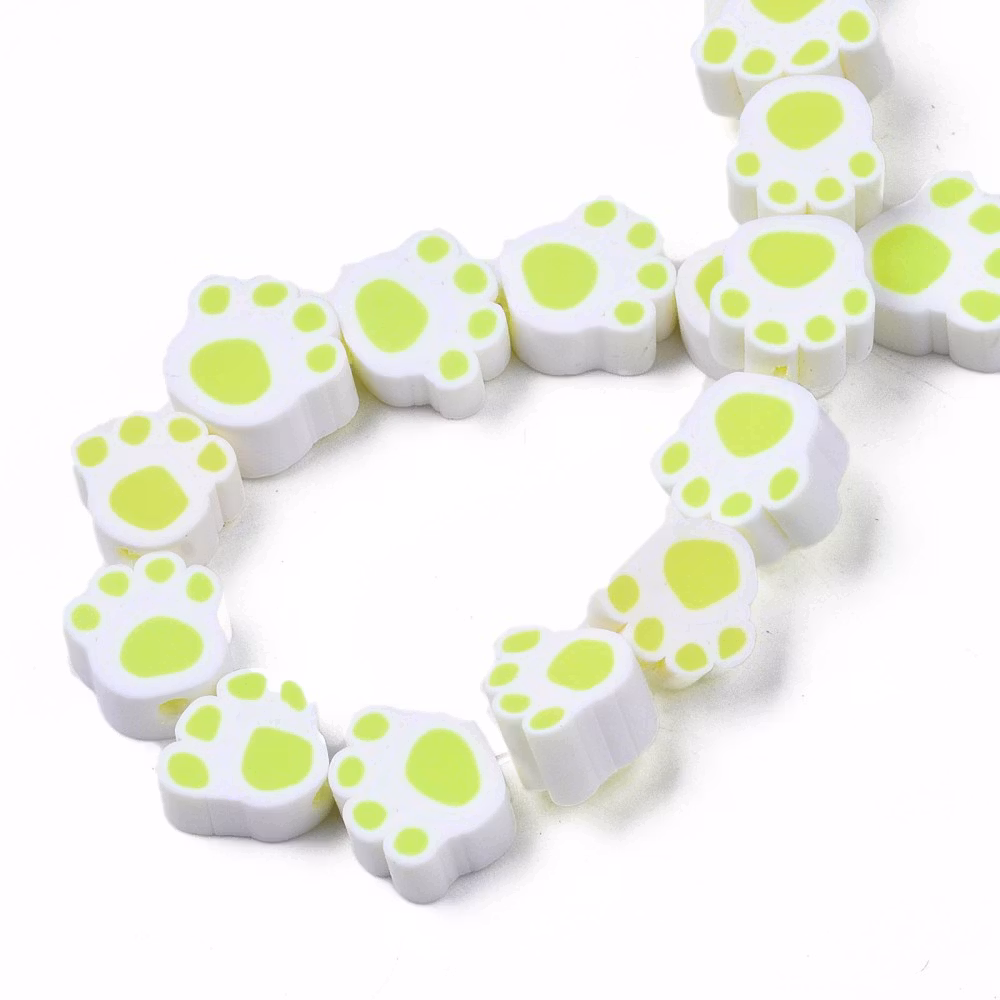 Polymerlerpärlor, Hundtass, Green Yellow, 39 st