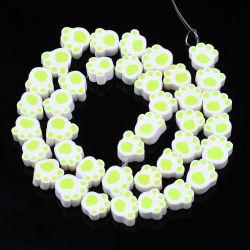Polymerlerpärlor, Hundtass, Green Yellow, 39 st