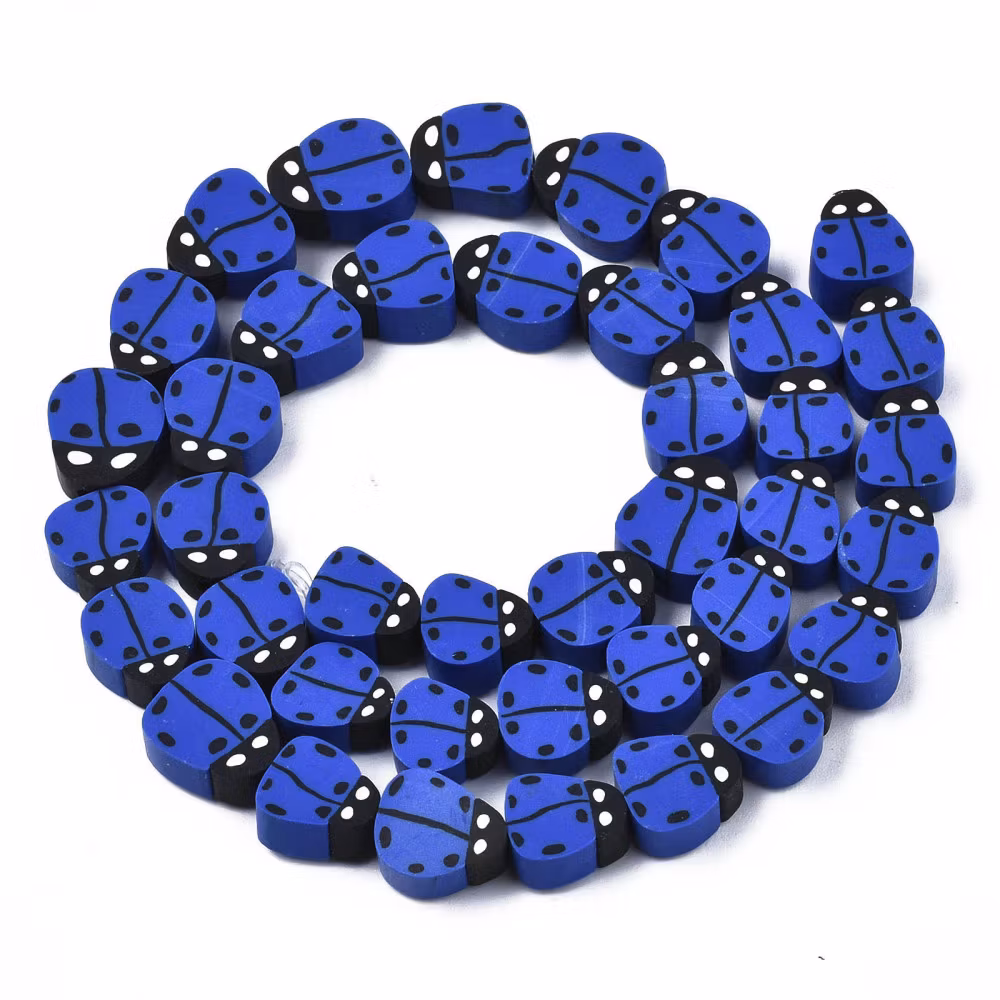Polymerlerpärlor, Nyckelpiga, Medium Blue, 38-40st