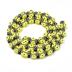 Polymerlerpärlor, Nyckelpiga, Yellow, 38-40st