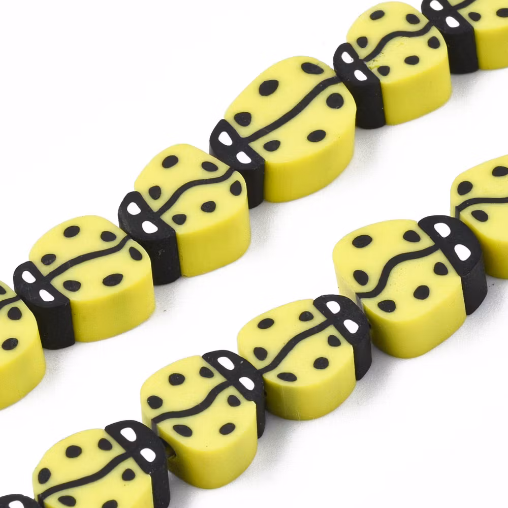 Polymerlerpärlor, Nyckelpiga, Yellow, 38-40st