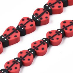 Polymerlerpärlor, Nyckelpiga, Red, 38-40st