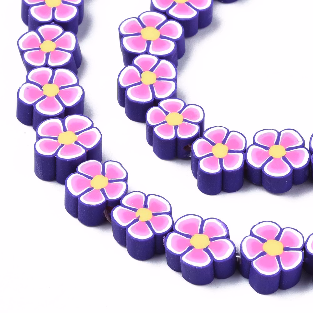 Polymerlerpärlor, Blommor, Violet, 38-40st