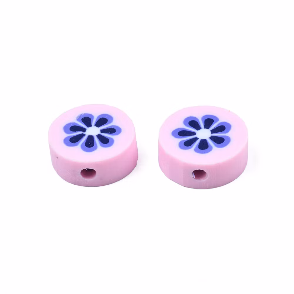 Polymerlerpärlor, Blomma, Pink, 50 Stycken
