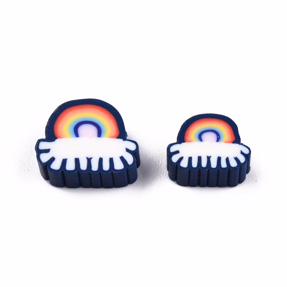 Polymerlerpärlor, Regnbåge, Prussian Blue, 50 Stycken
