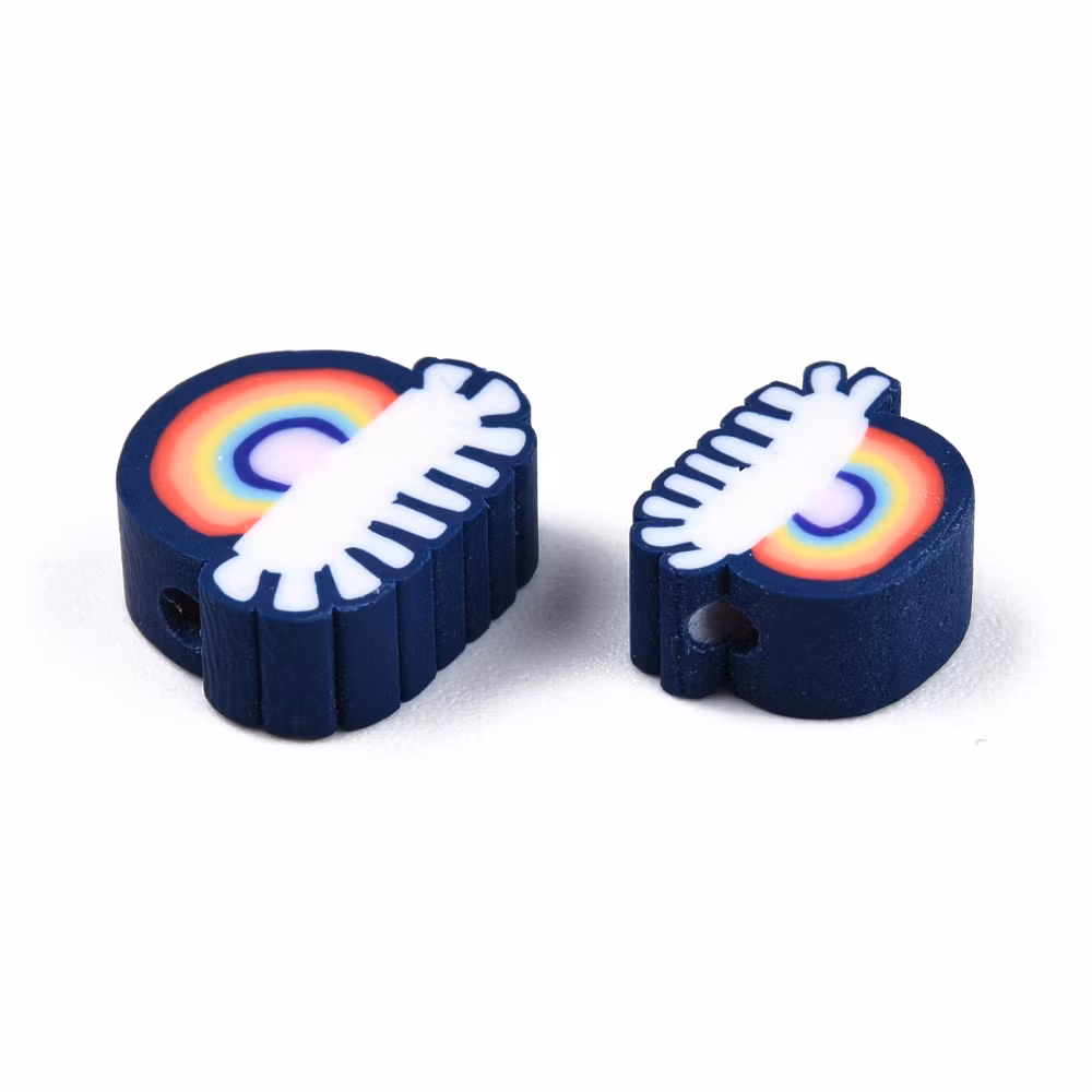Polymerlerpärlor, Regnbåge, Prussian Blue, 50 Stycken