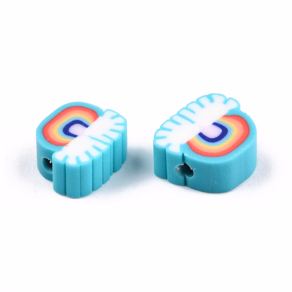 Polymerlerpärlor, Regnbåge, Turquoise, 50 Stycken