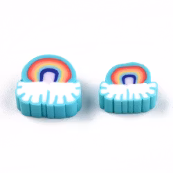 Polymerlerpärlor, Regnbåge, Turquoise, 50 Stycken