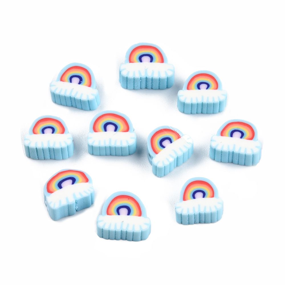 Polymerlerpärlor, Regnbåge, Sky Blue, 50 Stycken