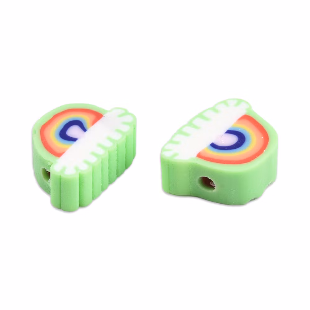 Polymerlerpärlor, Regnbåge, Light Green, 50 Stycken