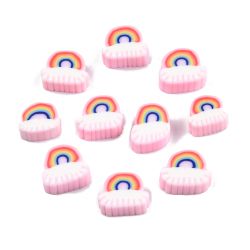 Polymerlerpärlor, Regnbåge, Pink, 50 Stycken