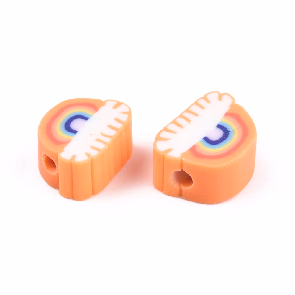 Polymerlerpärlor, Regnbåge, Coral, 50 Stycken