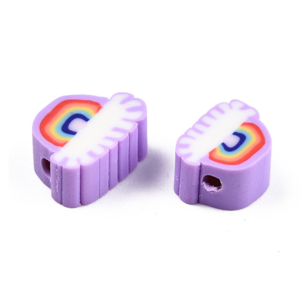 Polymerlerpärlor, Regnbåge, Medium Purple, 50 Stycken
