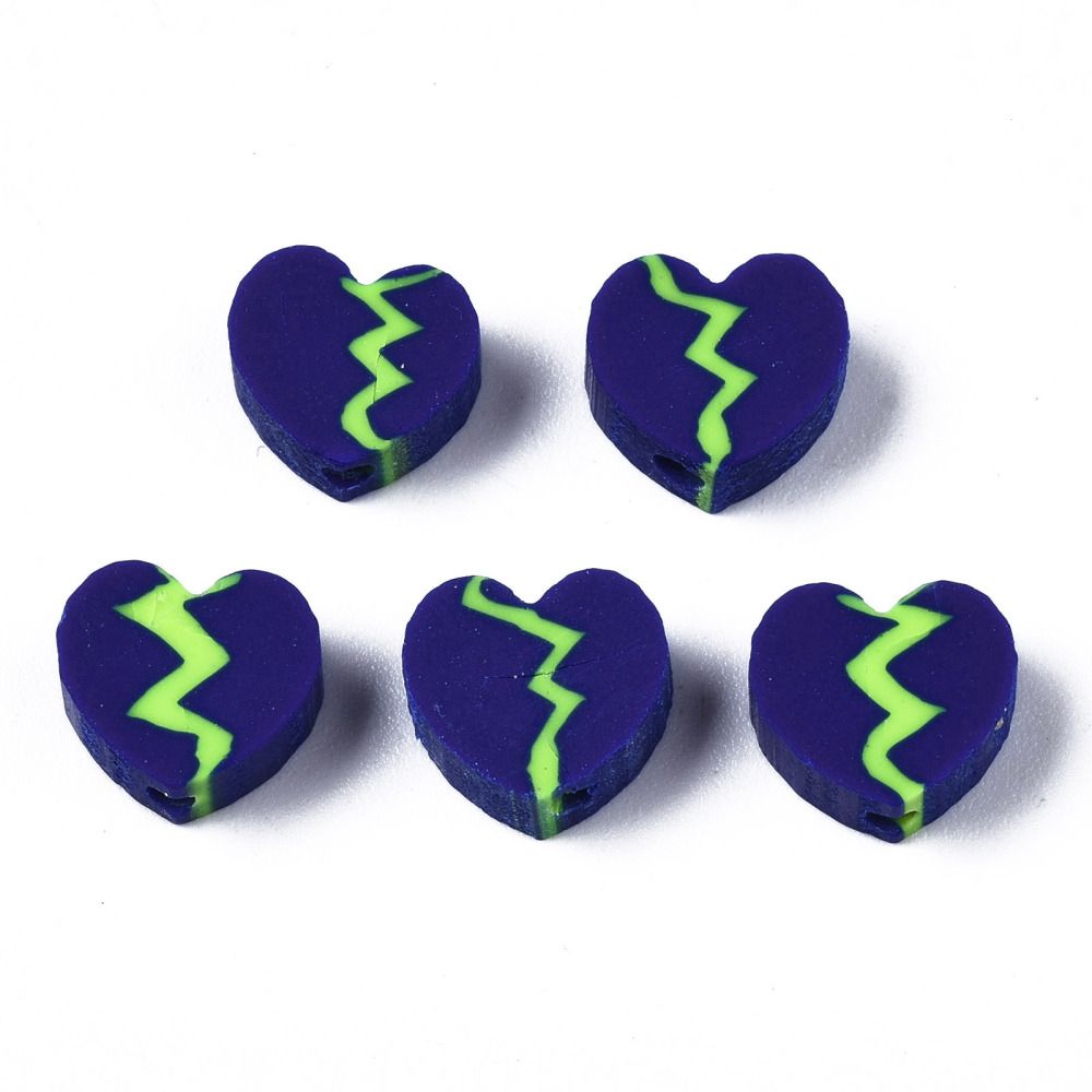 Polymerlerpärlor, Hjärtan, Dark Blue, 50 Stycken
